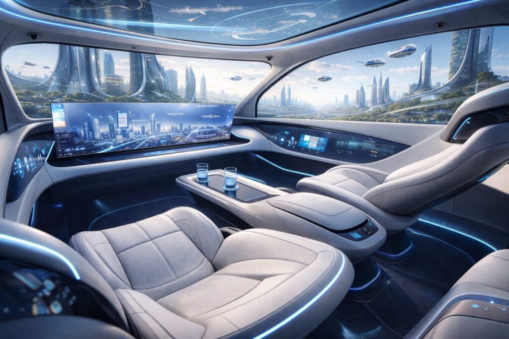 未来の車の車内イメージ画像