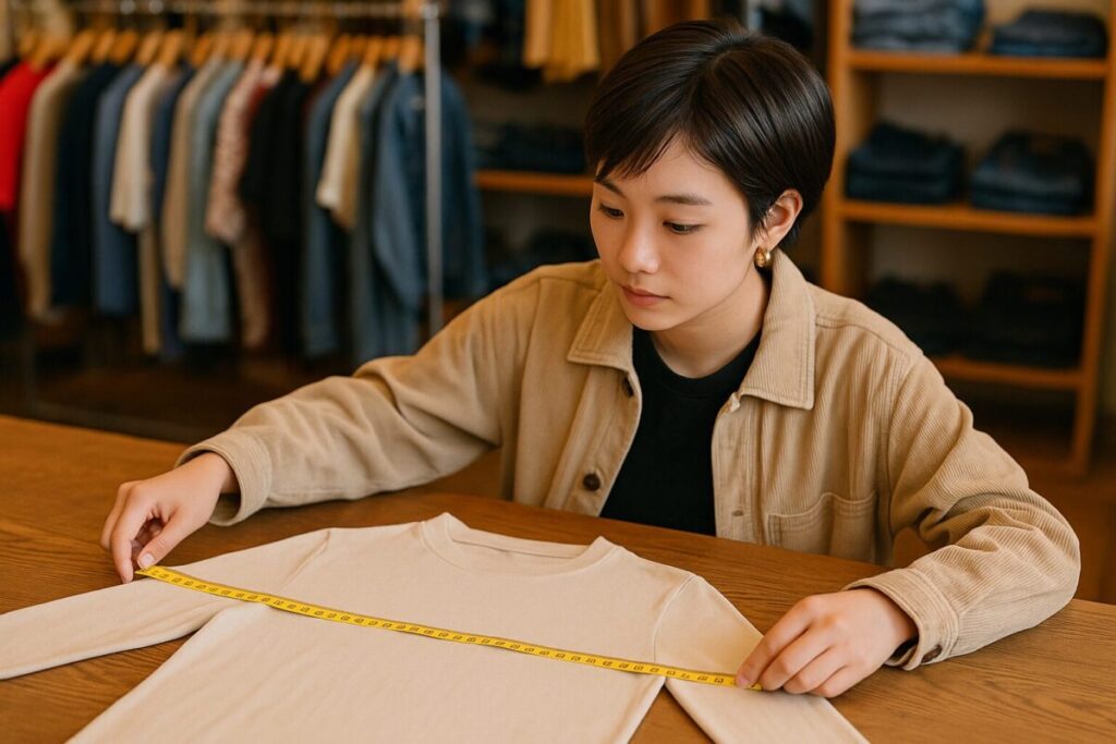 レディースカットソーサイズ測定