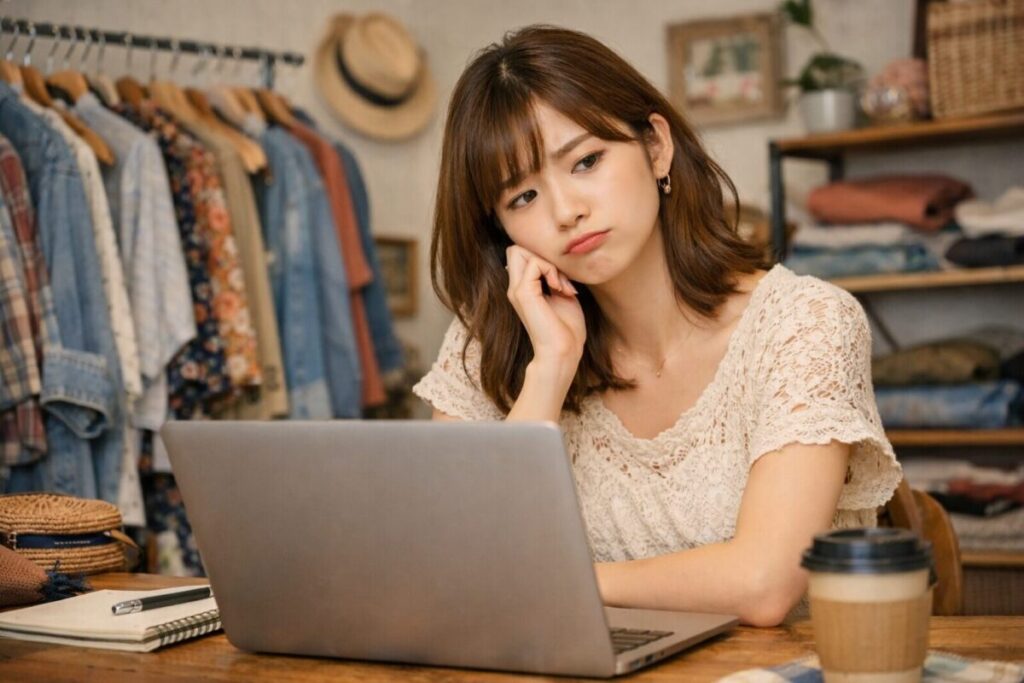 PCトラブルで悩んでいる女性