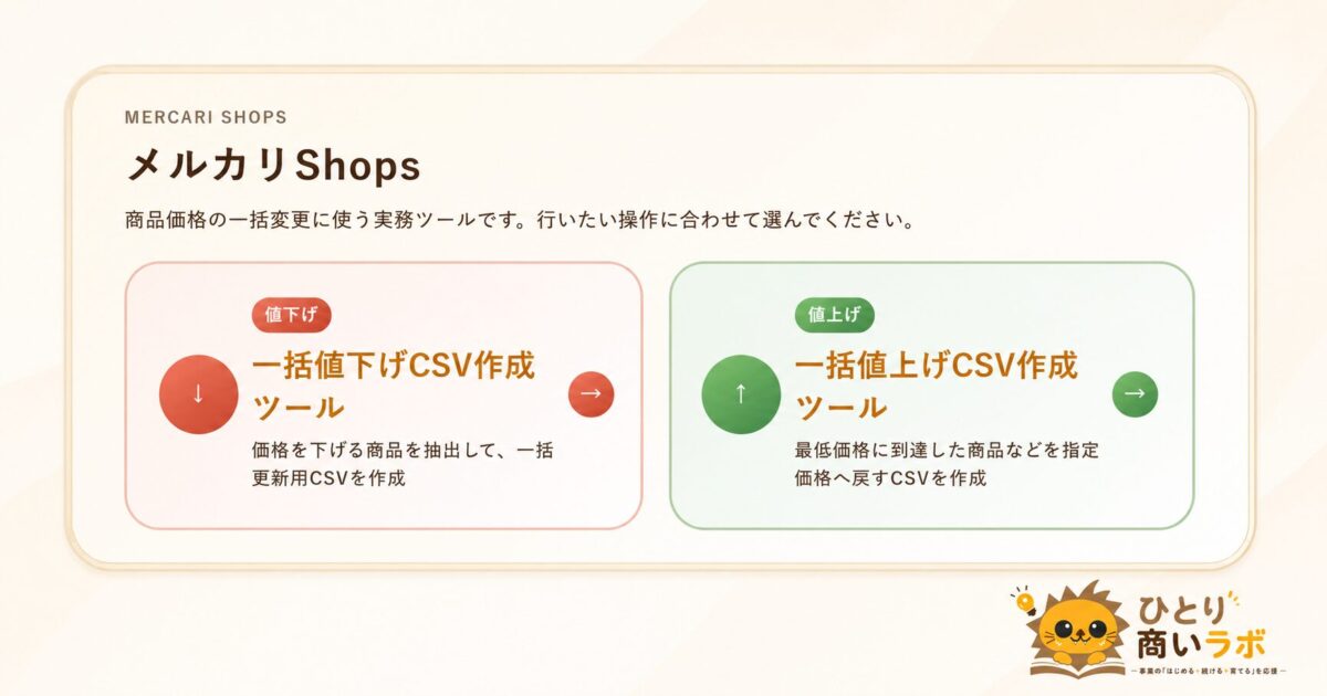 メルカリShops一括値下げツール