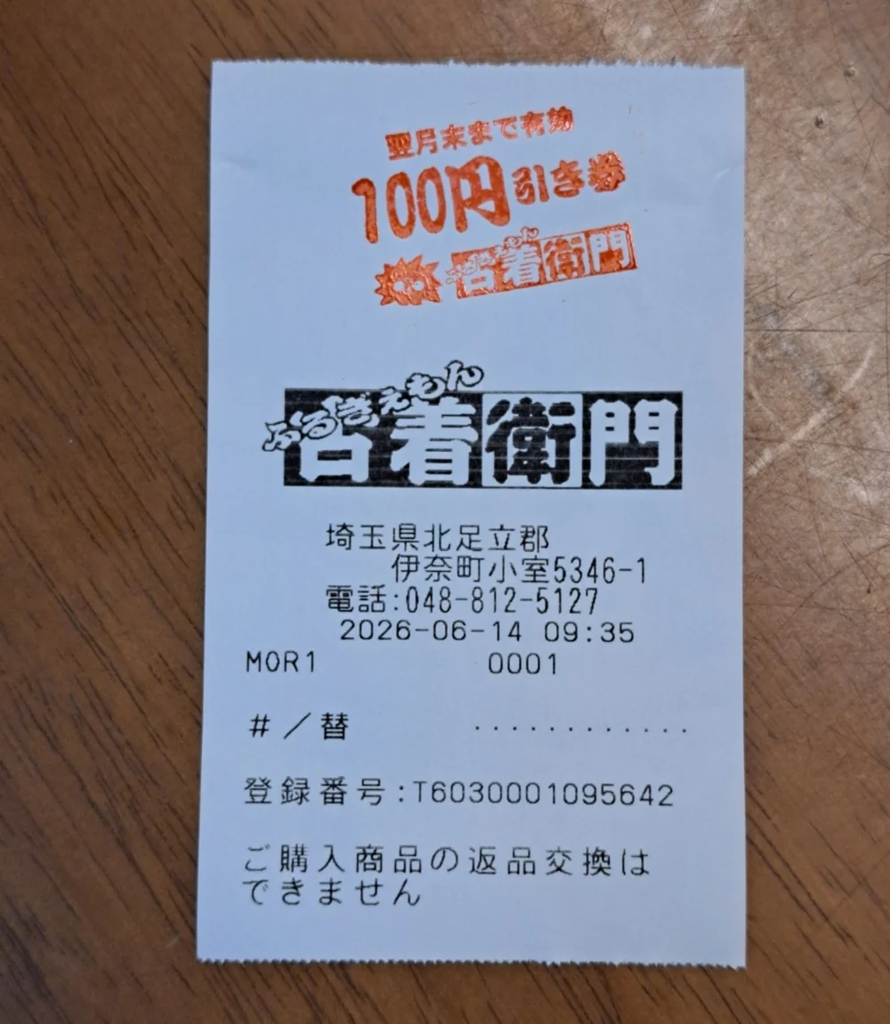 古着衛門で発行している翌月末まで有効の100円引き券